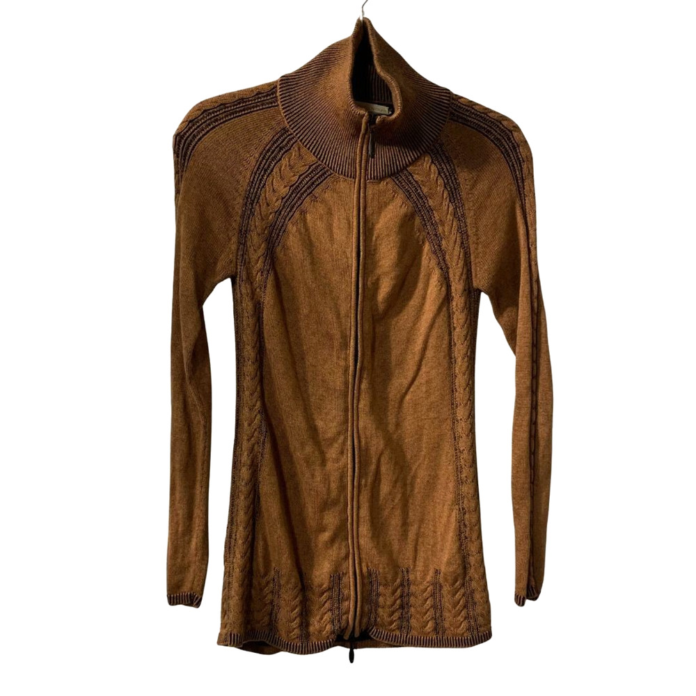 Indigenous Women's Organic Cotton Full Zip Sweater Size XS Mock Neck Peruvian